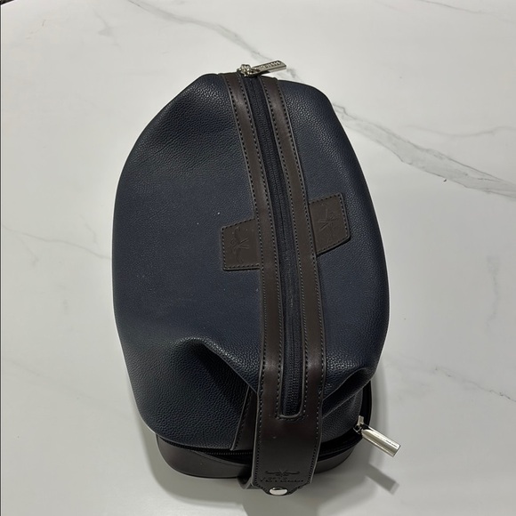 Men's Navy and Brown Leather Bag - Picture 3 of 6